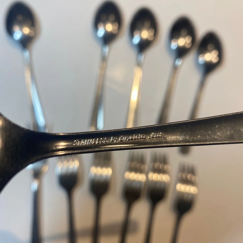 Vtg Oneida Flatware Forks Spoons Lot Of 12 Cutlery